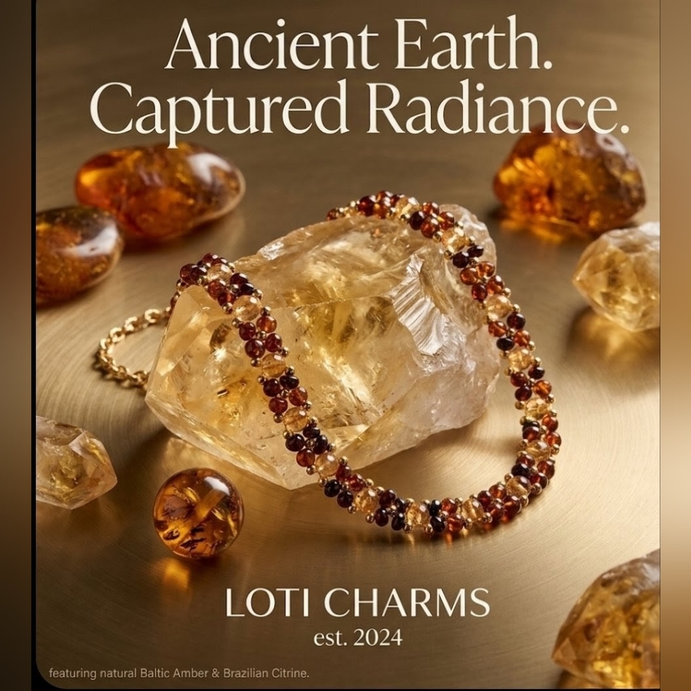 Natural Amber & Honey Citrine's Liquid Sunshine In Woven Artisan Bracelet
